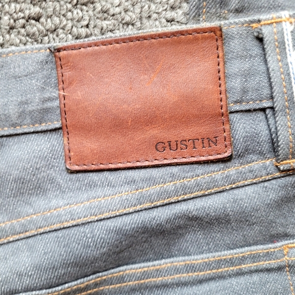 Gustin men's light grey denim size W38 L34 slim fit raw button fly - Picture 5 of 16